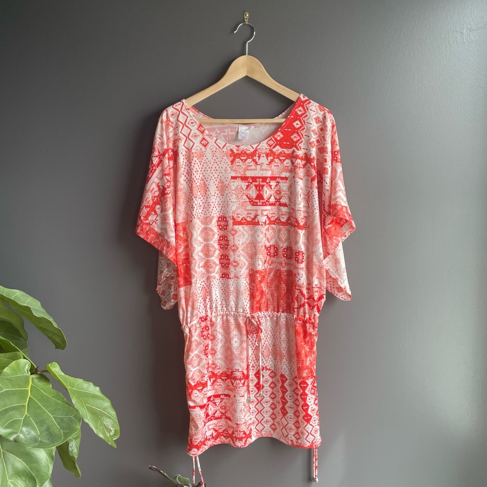 Koy Women Orange and White Swimsuit Beach Pool Cover Up Dress